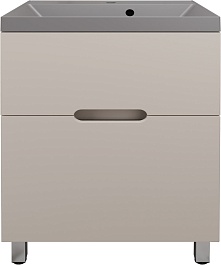 Style Line Тумба с кварцевой раковиной серый шелк Матис 60 крем – фотография-1